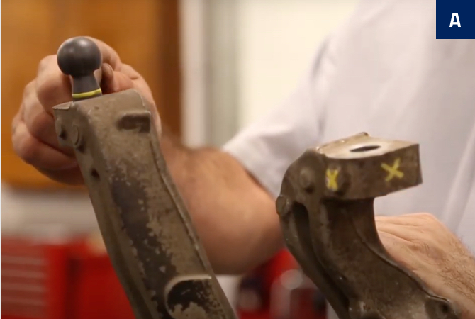 Ball joint in an undamaged steering knuckle.