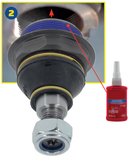 MOOG - Apply a thread locking adhesive to the outer thread of the ball joint