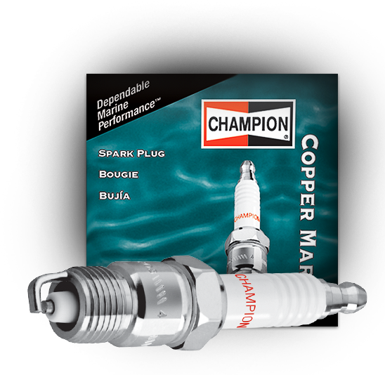 Bujía náutica de Champion Imagen del producto y paquete de bujías náuticas de Champion