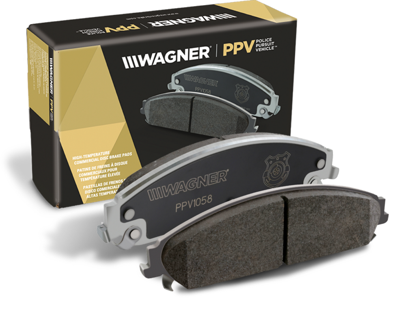 ppv-pads-with-box-no-logo Two Wagner PPV brake pads sitting in front of the box they came in