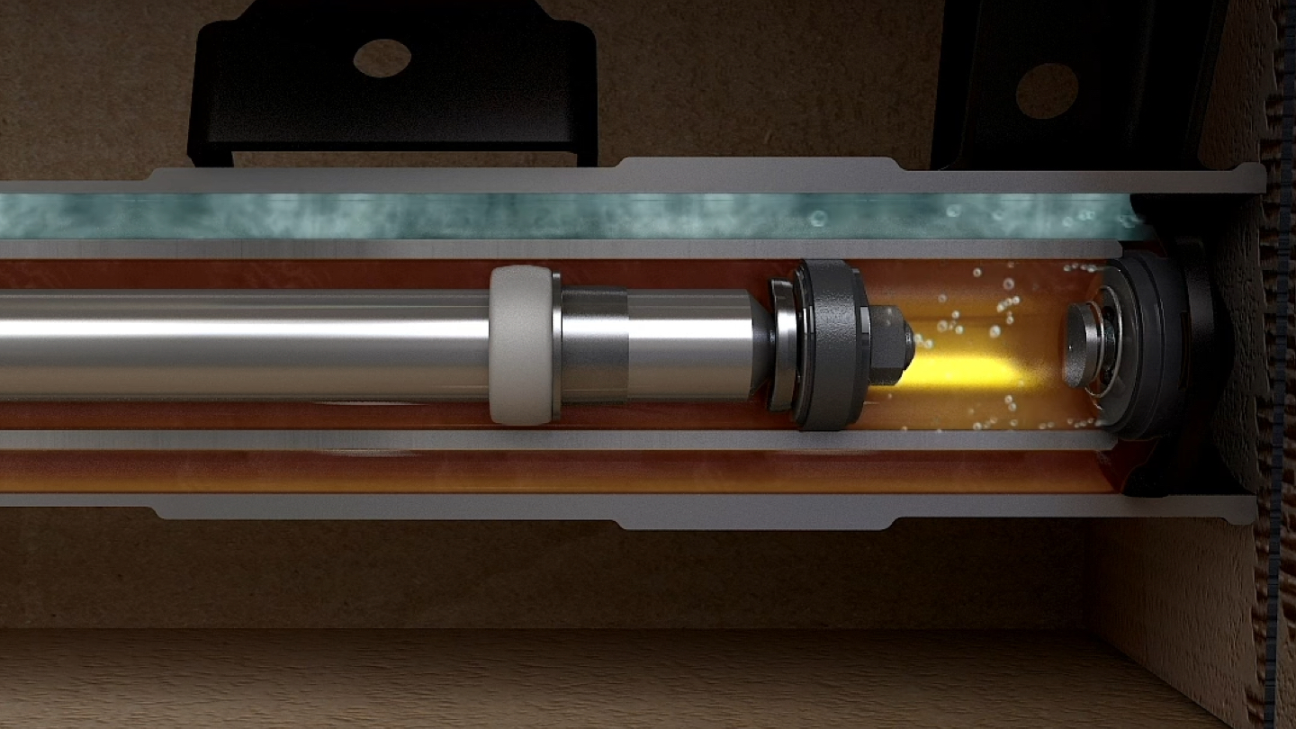Shock gas charge mixing with hydrolic fluid Shock gas charge mixing with hydrolic fluid