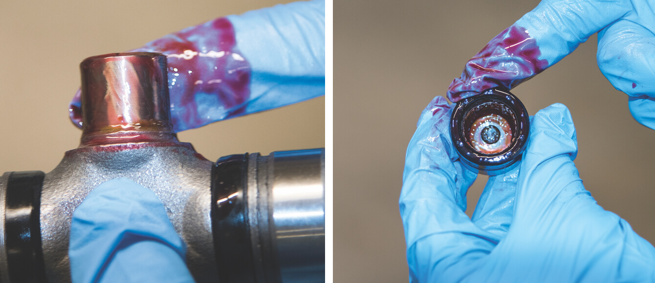 Applying grease to parts