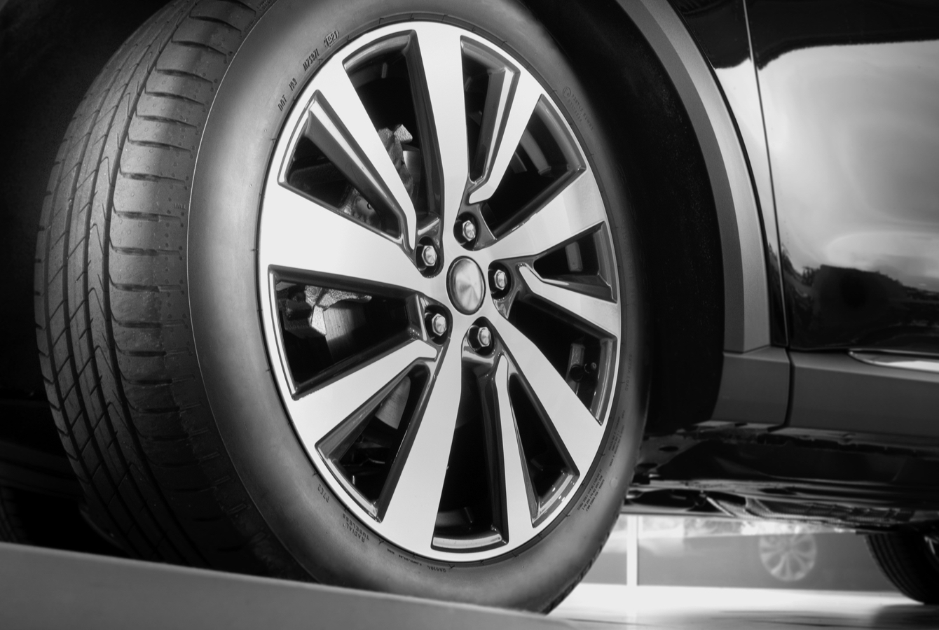 Tires on Wheel Closeup Tires on Wheel Closeup
